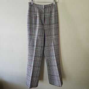 Vintage 60s Wool Cropped Wide Leg Pants, Size XXS Houndstooth Trousers Academia